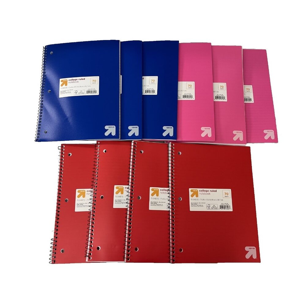 Set Of 10 pcs Up & Up College Ruled Notebook 70 Sheets Set of random colors.